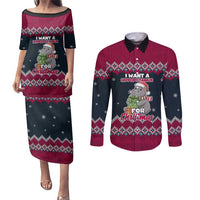 I Want A Hippopotamus Christmas Design Couples Matching Puletasi and Long Sleeve Button Shirt Xmas Holiday Patterns - Wonder Print Shop
