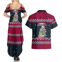 I Want A Hippopotamus Christmas Design Couples Matching Summer Maxi Dress and Hawaiian Shirt Xmas Holiday Patterns - Wonder Print Shop