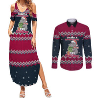 I Want A Hippopotamus Christmas Design Couples Matching Summer Maxi Dress and Long Sleeve Button Shirt Xmas Holiday Patterns - Wonder Print Shop