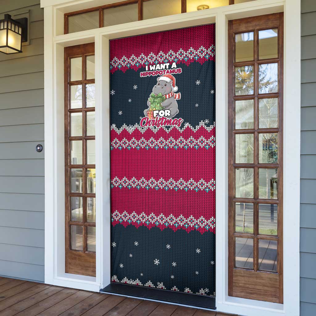 I Want A Hippopotamus Christmas Design Door Cover Xmas Holiday Patterns - Wonder Print Shop
