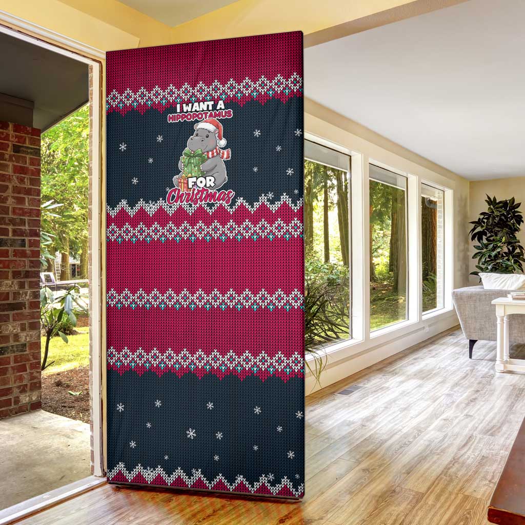 I Want A Hippopotamus Christmas Design Door Cover Xmas Holiday Patterns - Wonder Print Shop