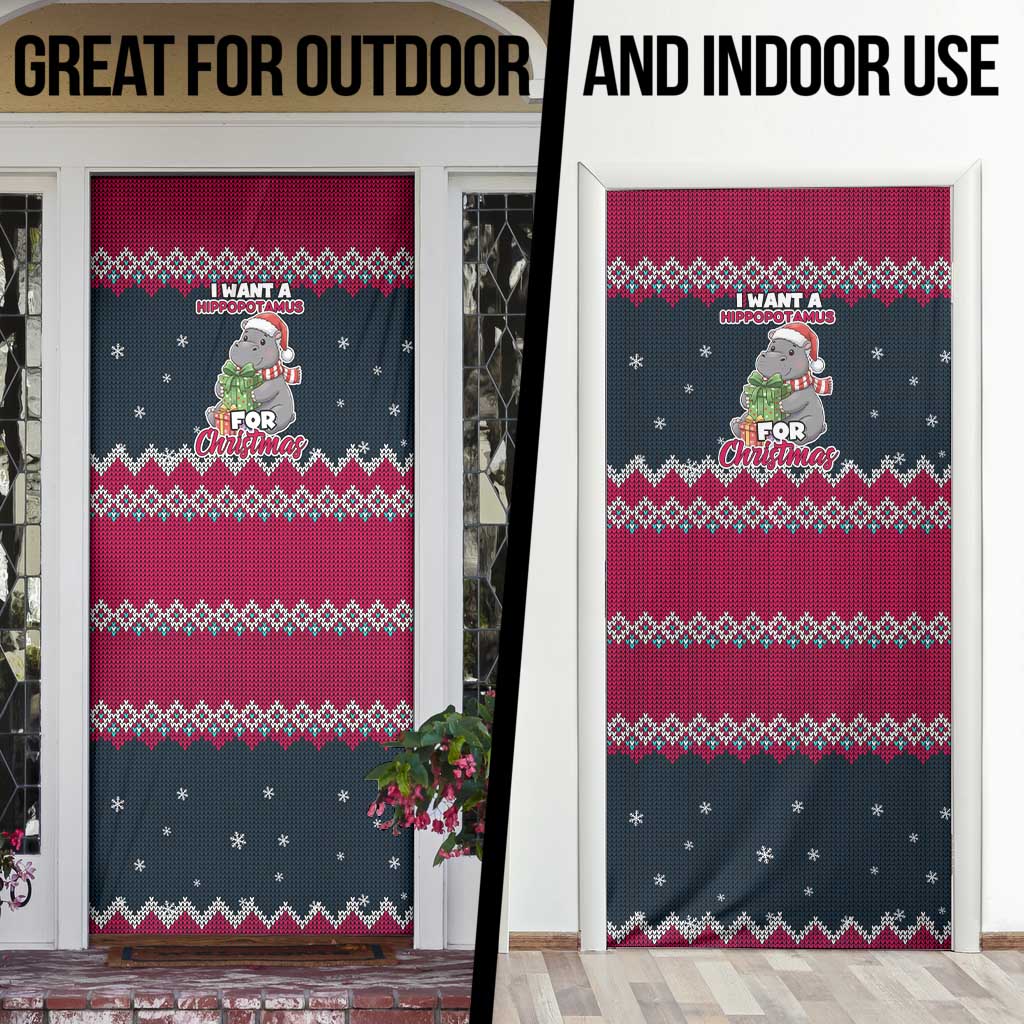 I Want A Hippopotamus Christmas Design Door Cover Xmas Holiday Patterns - Wonder Print Shop