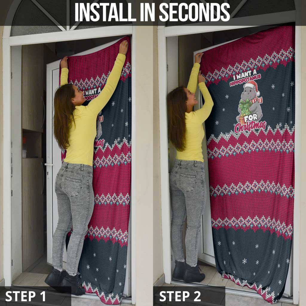 I Want A Hippopotamus Christmas Design Door Cover Xmas Holiday Patterns - Wonder Print Shop