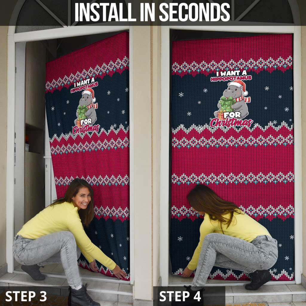 I Want A Hippopotamus Christmas Design Door Cover Xmas Holiday Patterns - Wonder Print Shop