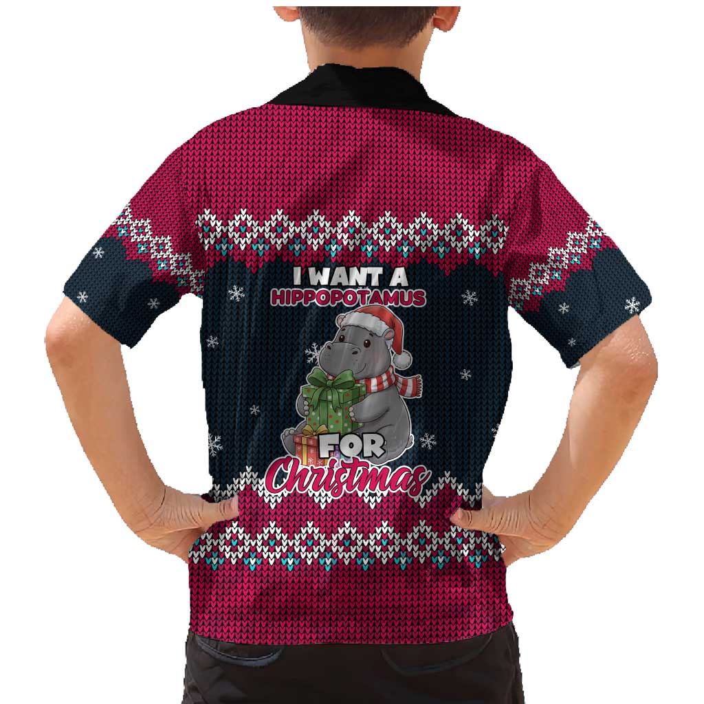 I Want A Hippopotamus Christmas Design Family Matching Mermaid Dress and Hawaiian Shirt Xmas Holiday Patterns - Wonder Print Shop