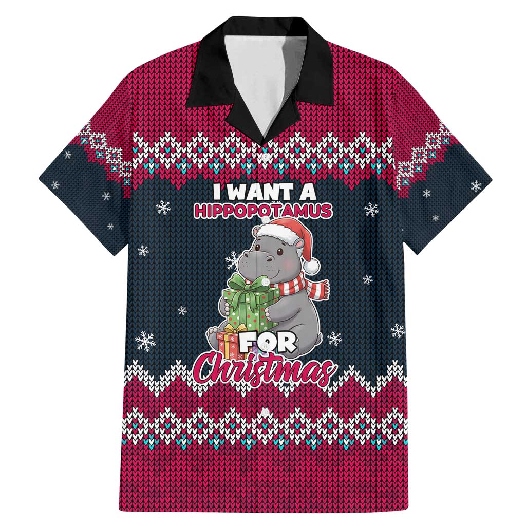 I Want A Hippopotamus Christmas Design Family Matching Mermaid Dress and Hawaiian Shirt Xmas Holiday Patterns - Wonder Print Shop