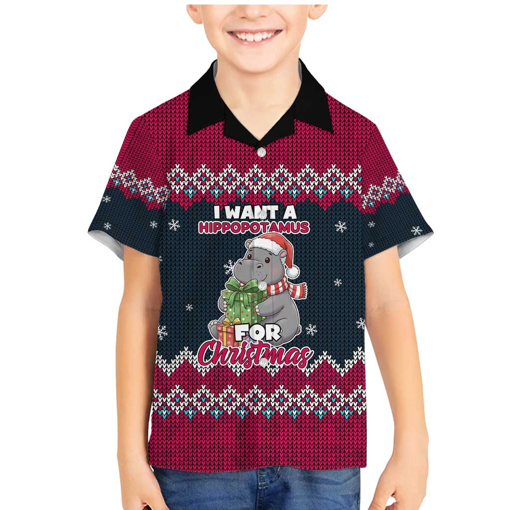 I Want A Hippopotamus Christmas Design Family Matching Mermaid Dress and Hawaiian Shirt Xmas Holiday Patterns - Wonder Print Shop