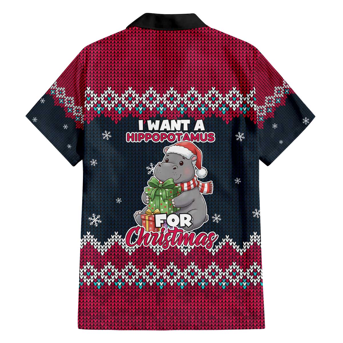 I Want A Hippopotamus Christmas Design Family Matching Off The Shoulder Long Sleeve Dress and Hawaiian Shirt Xmas Holiday Patterns - Wonder Print Shop