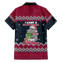 I Want A Hippopotamus Christmas Design Family Matching Off The Shoulder Long Sleeve Dress and Hawaiian Shirt Xmas Holiday Patterns - Wonder Print Shop