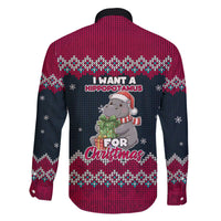 I Want A Hippopotamus Christmas Design Family Matching Off The Shoulder Long Sleeve Dress and Hawaiian Shirt Xmas Holiday Patterns - Wonder Print Shop