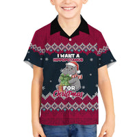 I Want A Hippopotamus Christmas Design Family Matching Off The Shoulder Long Sleeve Dress and Hawaiian Shirt Xmas Holiday Patterns - Wonder Print Shop