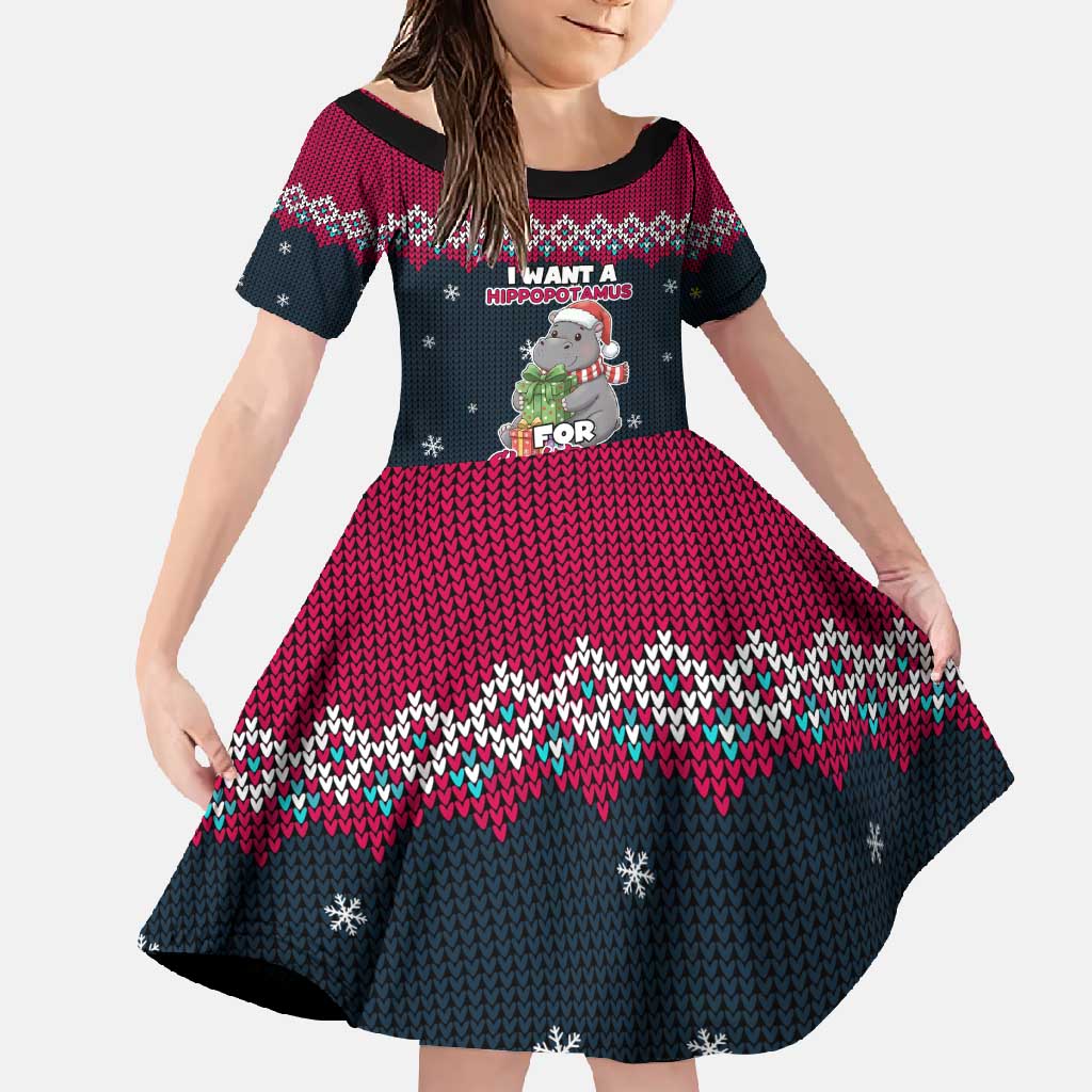 I Want A Hippopotamus Christmas Design Family Matching Off Shoulder Maxi Dress and Hawaiian Shirt Xmas Holiday Patterns - Wonder Print Shop