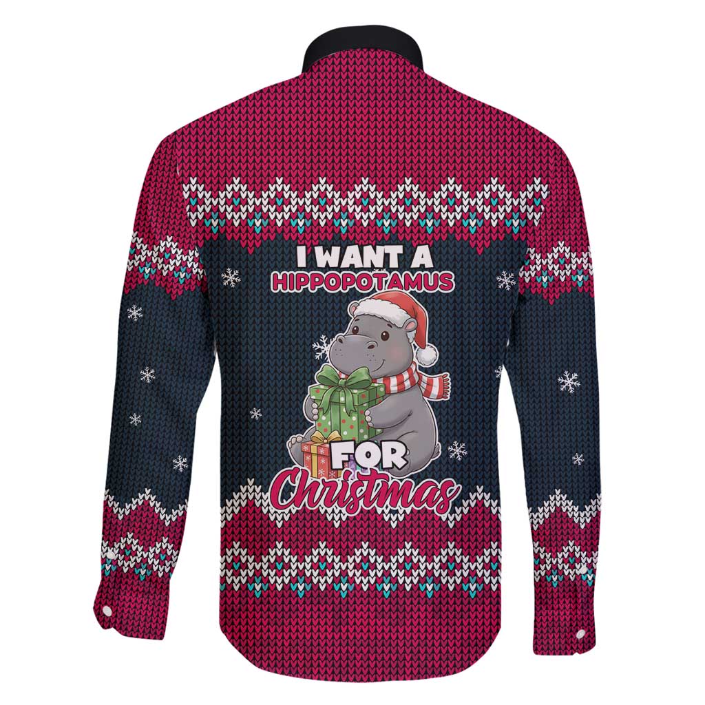 I Want A Hippopotamus Christmas Design Family Matching Off Shoulder Maxi Dress and Hawaiian Shirt Xmas Holiday Patterns - Wonder Print Shop