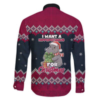 I Want A Hippopotamus Christmas Design Family Matching Off Shoulder Maxi Dress and Hawaiian Shirt Xmas Holiday Patterns - Wonder Print Shop