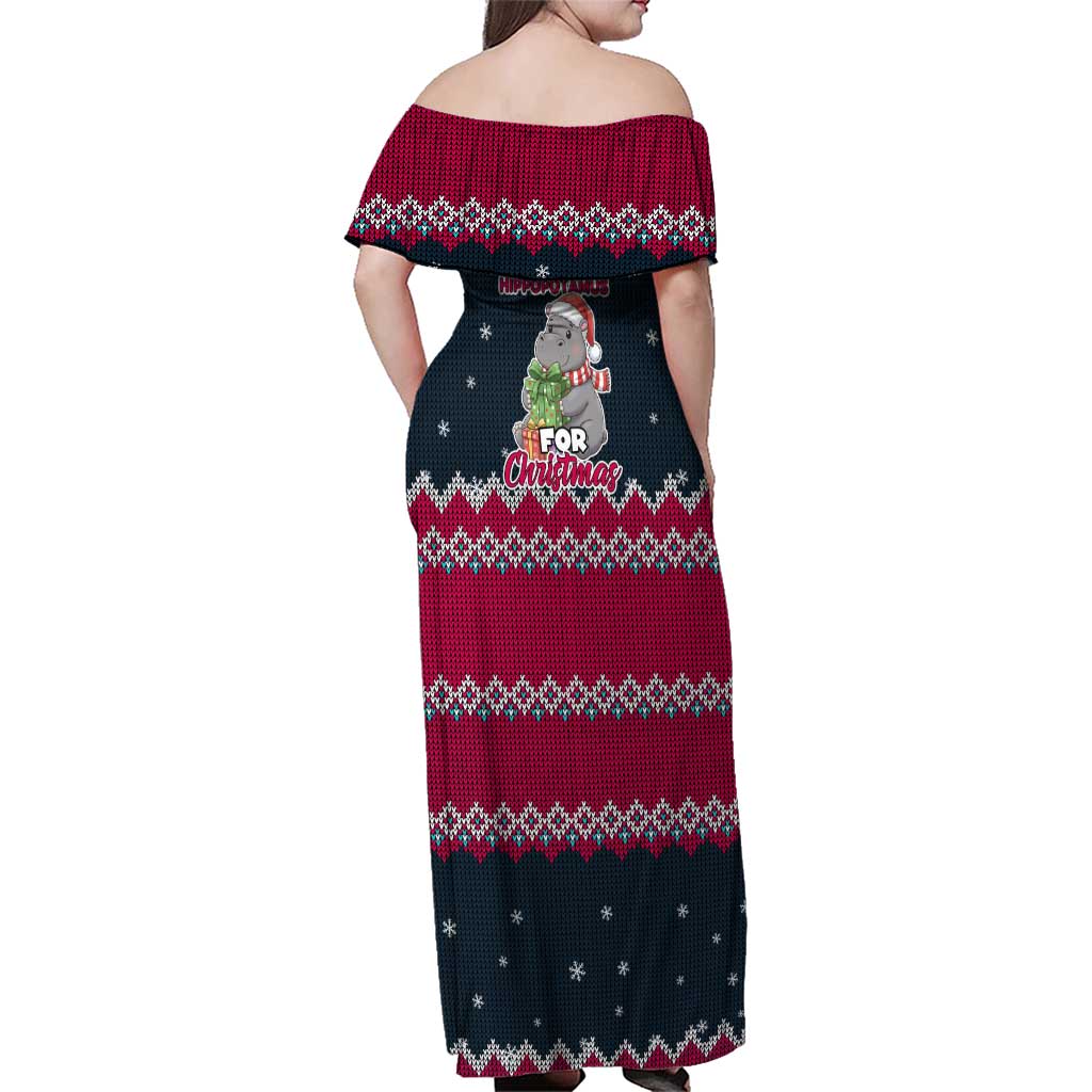 I Want A Hippopotamus Christmas Design Family Matching Off Shoulder Maxi Dress and Hawaiian Shirt Xmas Holiday Patterns - Wonder Print Shop