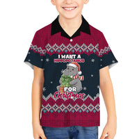 I Want A Hippopotamus Christmas Design Family Matching Off Shoulder Short Dress and Hawaiian Shirt Xmas Holiday Patterns - Wonder Print Shop