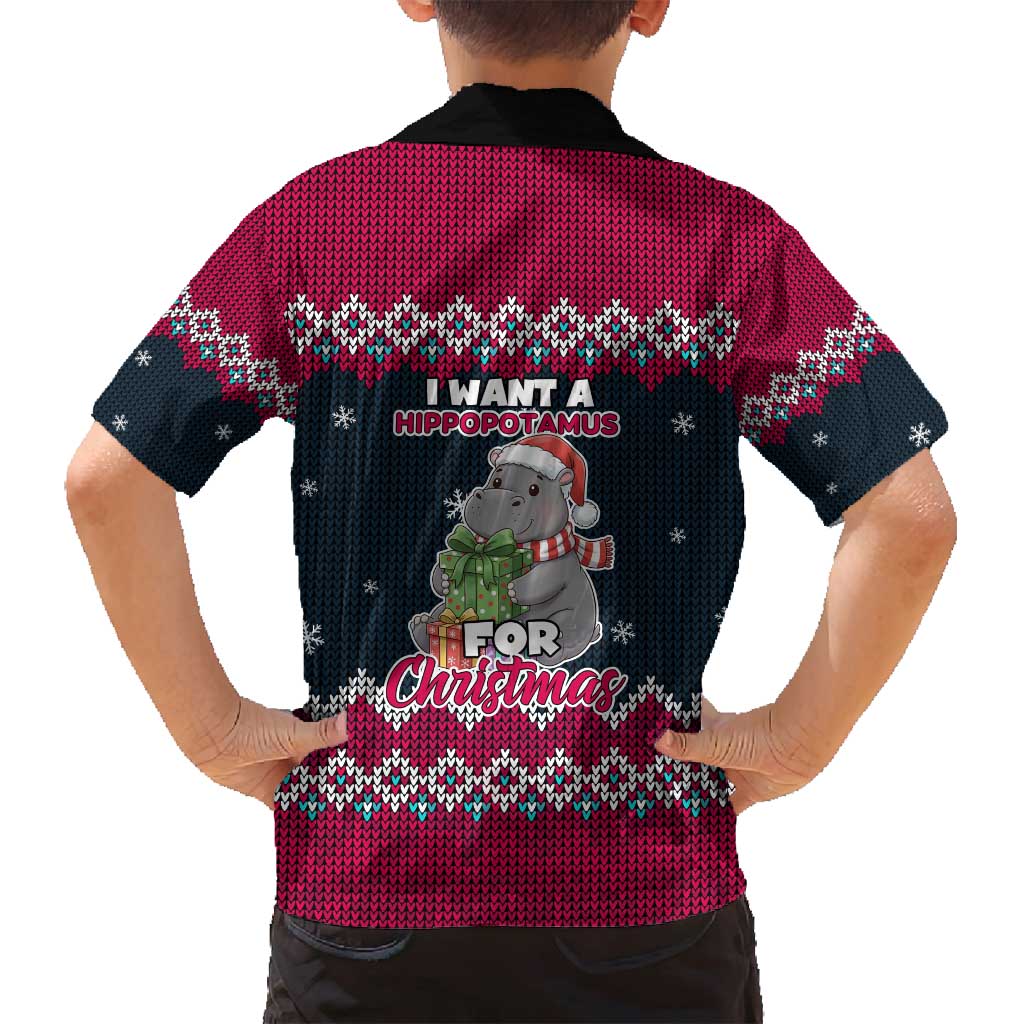 I Want A Hippopotamus Christmas Design Family Matching Puletasi and Hawaiian Shirt Xmas Holiday Patterns - Wonder Print Shop