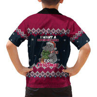 I Want A Hippopotamus Christmas Design Family Matching Short Sleeve Bodycon Dress and Hawaiian Shirt Xmas Holiday Patterns - Wonder Print Shop