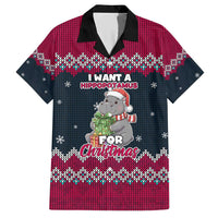 I Want A Hippopotamus Christmas Design Family Matching Short Sleeve Bodycon Dress and Hawaiian Shirt Xmas Holiday Patterns - Wonder Print Shop