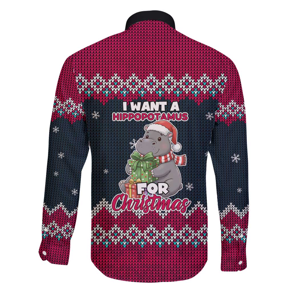 I Want A Hippopotamus Christmas Design Family Matching Short Sleeve Bodycon Dress and Hawaiian Shirt Xmas Holiday Patterns - Wonder Print Shop