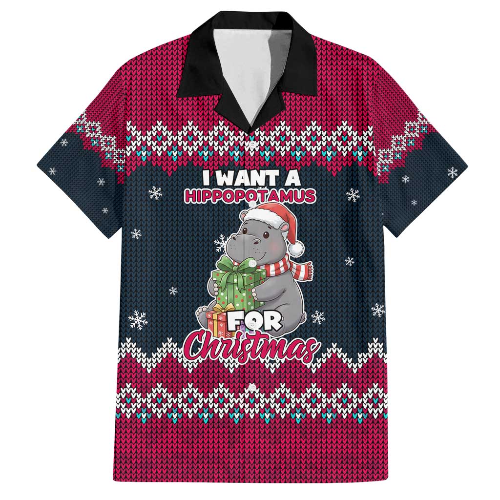 I Want A Hippopotamus Christmas Design Family Matching Tank Maxi Dress and Hawaiian Shirt Xmas Holiday Patterns - Wonder Print Shop