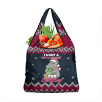 I Want A Hippopotamus Christmas Design Grocery Bag Xmas Holiday Patterns - Wonder Print Shop