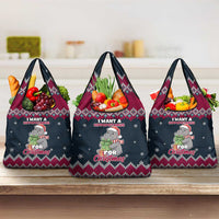 I Want A Hippopotamus Christmas Design Grocery Bag Xmas Holiday Patterns - Wonder Print Shop