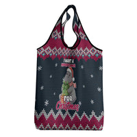 I Want A Hippopotamus Christmas Design Grocery Bag Xmas Holiday Patterns - Wonder Print Shop