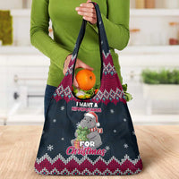 I Want A Hippopotamus Christmas Design Grocery Bag Xmas Holiday Patterns - Wonder Print Shop