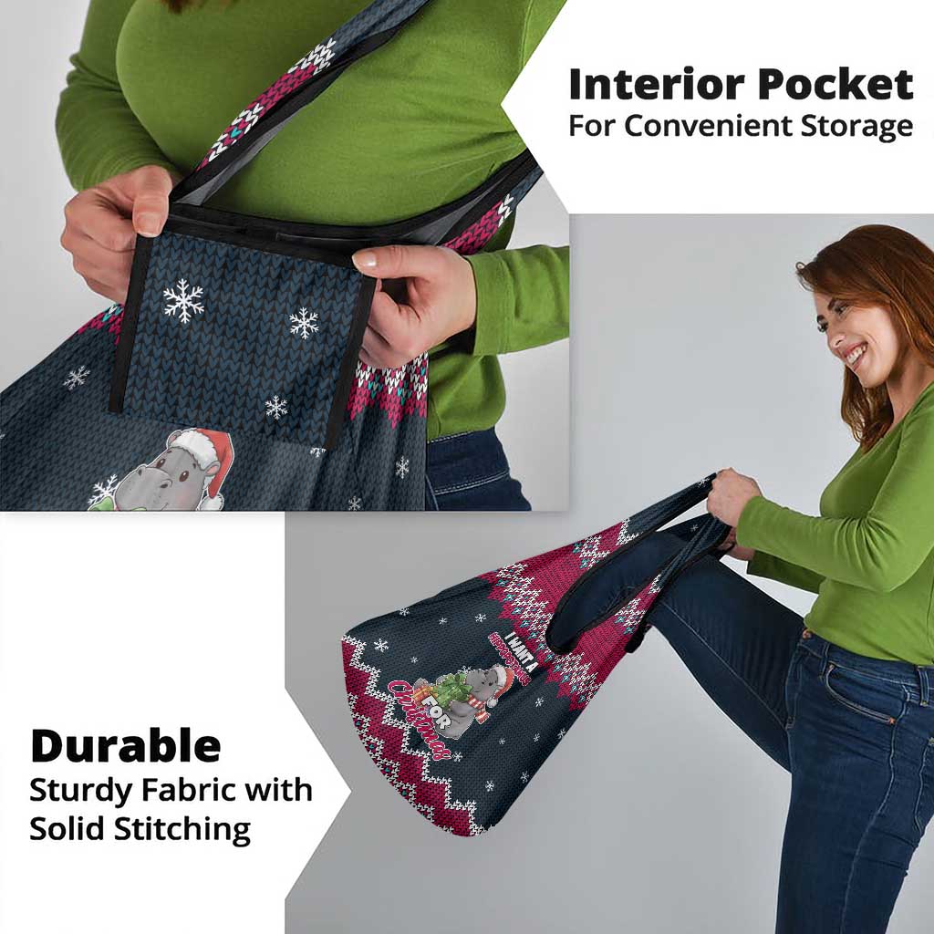 I Want A Hippopotamus Christmas Design Grocery Bag Xmas Holiday Patterns - Wonder Print Shop