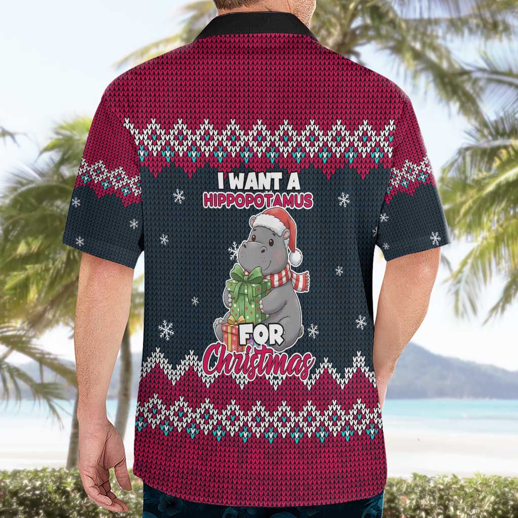 I Want A Hippopotamus Christmas Design Hawaiian Shirt Xmas Holiday Patterns - Wonder Print Shop