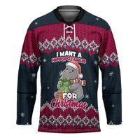 I Want A Hippopotamus Christmas Design Hockey Jersey Xmas Holiday Patterns - Wonder Print Shop