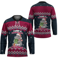 I Want A Hippopotamus Christmas Design Hockey Jersey Xmas Holiday Patterns - Wonder Print Shop