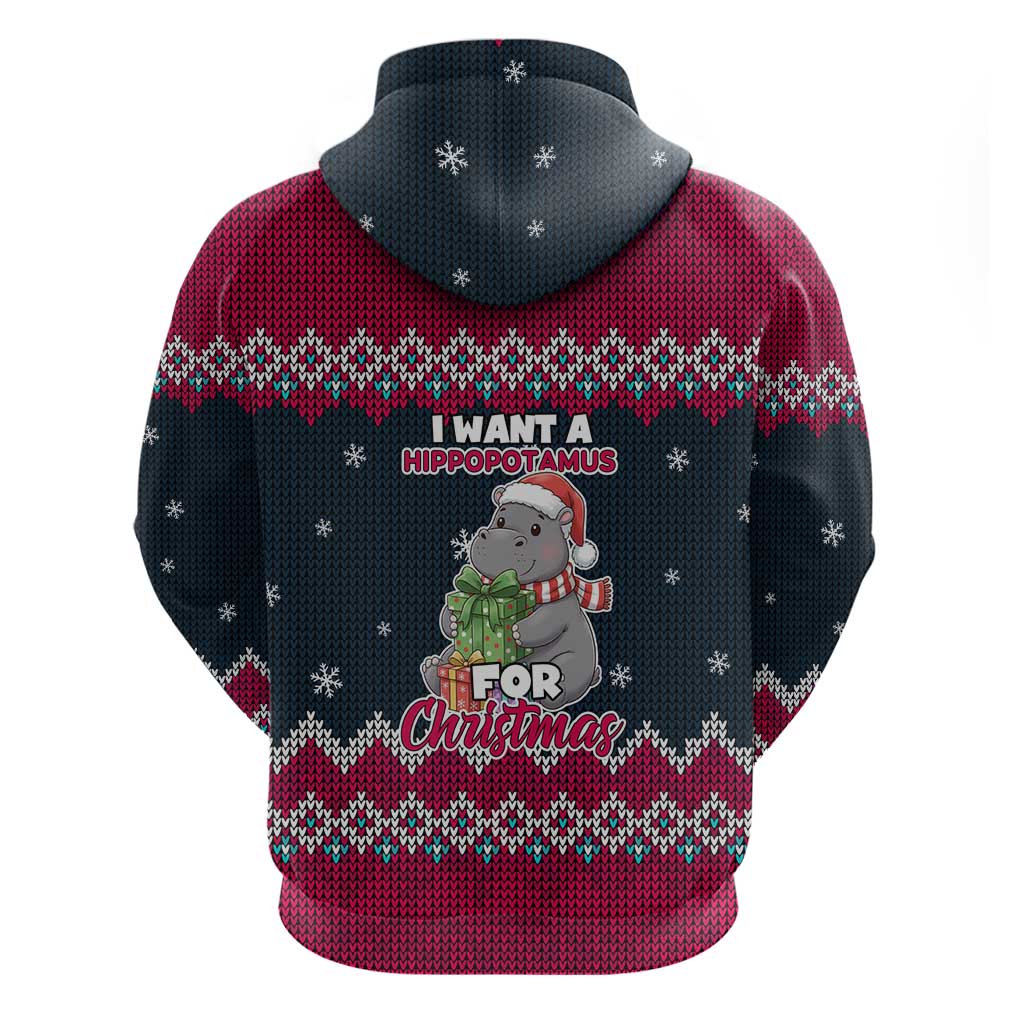 I Want A Hippopotamus Christmas Design Hoodie Xmas Holiday Patterns - Wonder Print Shop