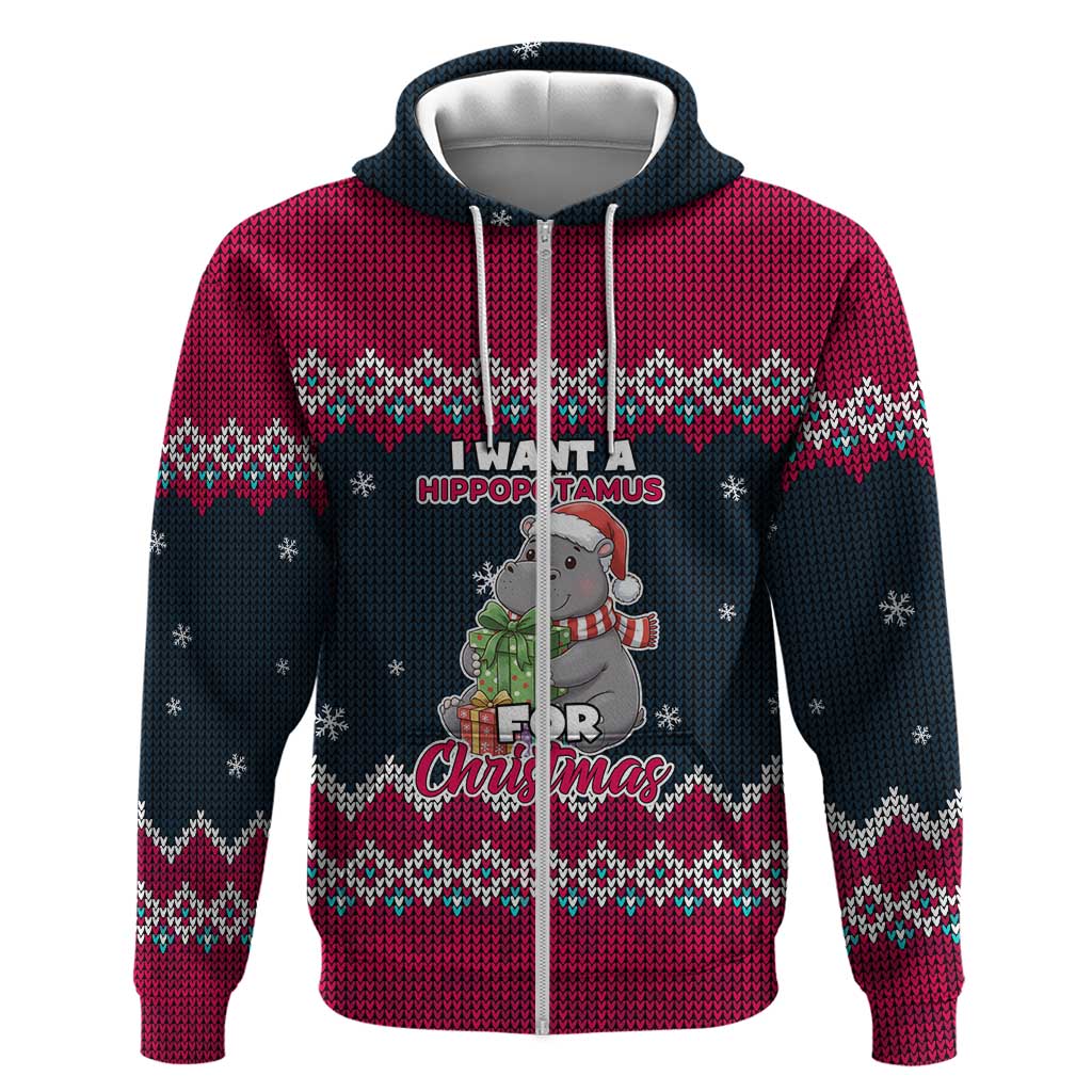 I Want A Hippopotamus Christmas Design Hoodie Xmas Holiday Patterns - Wonder Print Shop