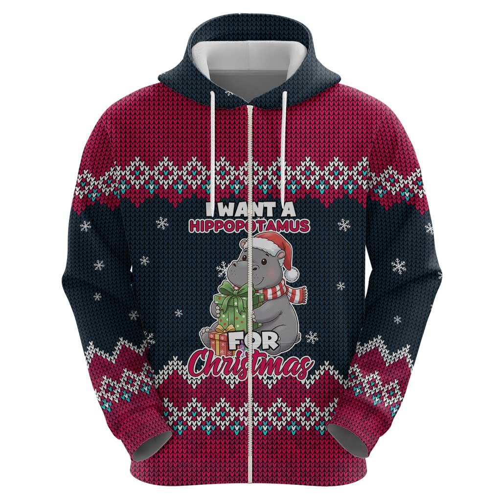 I Want A Hippopotamus Christmas Design Hoodie Xmas Holiday Patterns - Wonder Print Shop