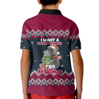 I Want A Hippopotamus Christmas Design Kid Polo Shirt Xmas Holiday Patterns - Wonder Print Shop