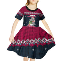 I Want A Hippopotamus Christmas Design Kid Short Sleeve Dress Xmas Holiday Patterns - Wonder Print Shop
