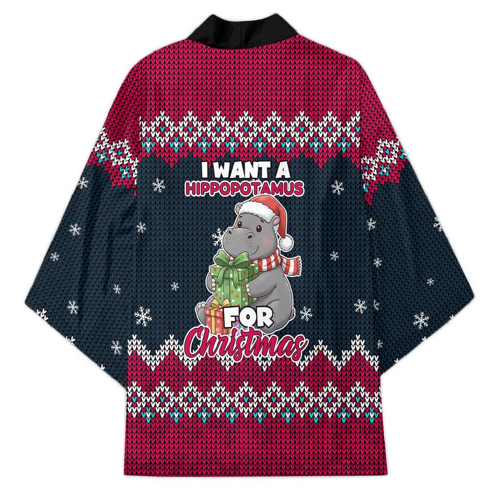 I Want A Hippopotamus Christmas Design Kimono Xmas Holiday Patterns - Wonder Print Shop