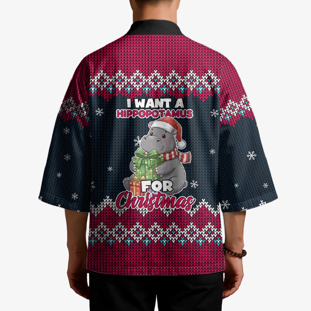 I Want A Hippopotamus Christmas Design Kimono Xmas Holiday Patterns - Wonder Print Shop