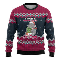 I Want A Hippopotamus Christmas Design Ugly Christmas Sweater Xmas Holiday Patterns - Wonder Print Shop