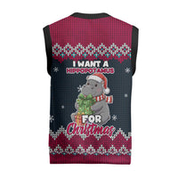 I Want A Hippopotamus Christmas Design Christmas Knitted V-Neck Vest Xmas Holiday Patterns - Wonder Print Shop