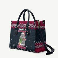 I Want A Hippopotamus Christmas Design Leather Bag Xmas Holiday Patterns - Wonder Print Shop