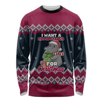 I Want A Hippopotamus Christmas Design Long Sleeve Shirt Xmas Holiday Patterns - Wonder Print Shop