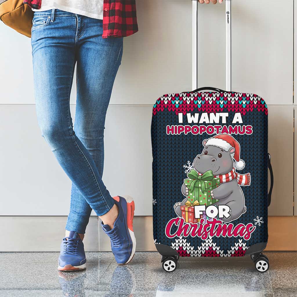 I Want A Hippopotamus Christmas Design Luggage Cover Xmas Holiday Patterns - Wonder Print Shop
