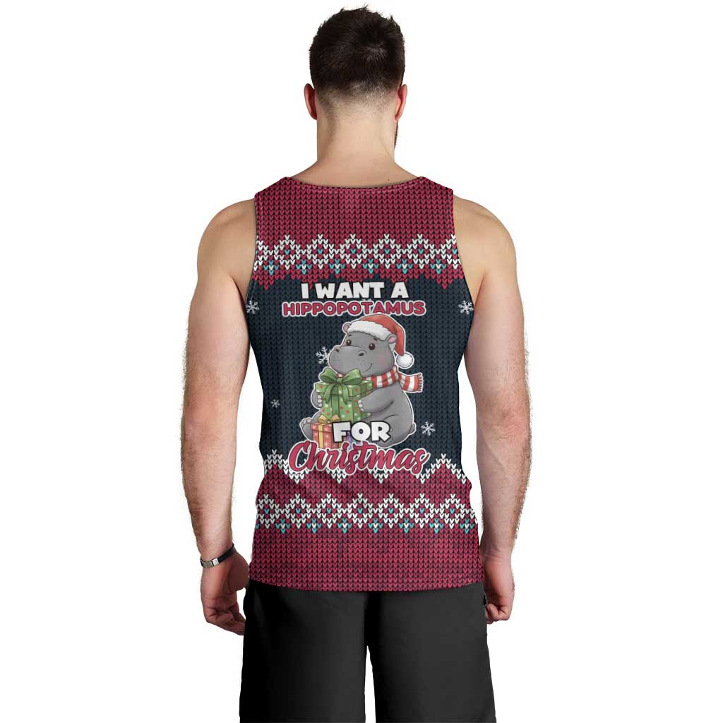 I Want A Hippopotamus Christmas Design Men Tank Top Xmas Holiday Patterns - Wonder Print Shop