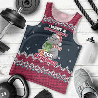 I Want A Hippopotamus Christmas Design Men Tank Top Xmas Holiday Patterns - Wonder Print Shop