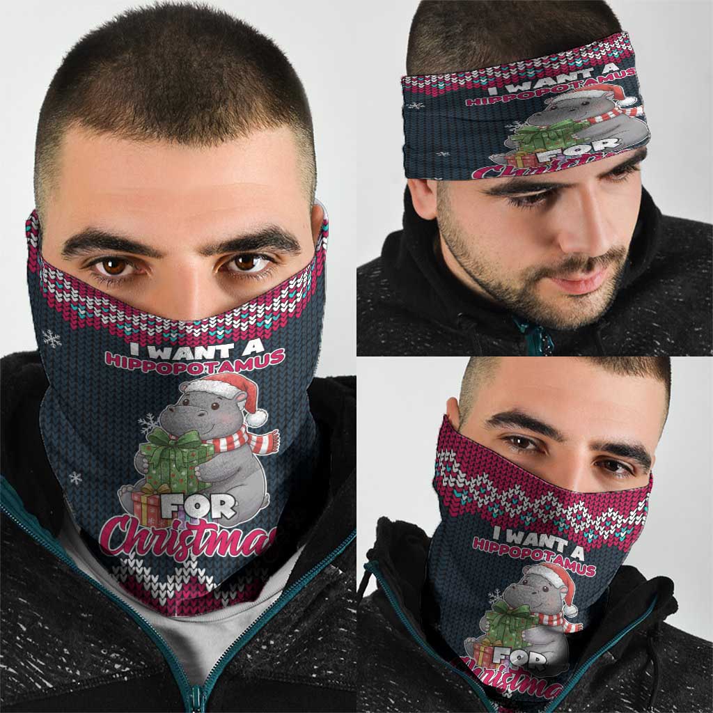 I Want A Hippopotamus Christmas Design Neck Gaiter Xmas Holiday Patterns - Wonder Print Shop