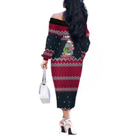 I Want A Hippopotamus Christmas Design Off The Shoulder Long Sleeve Dress Xmas Holiday Patterns - Wonder Print Shop