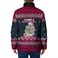I Want A Hippopotamus Christmas Design Padded Jacket Xmas Holiday Patterns - Wonder Print Shop